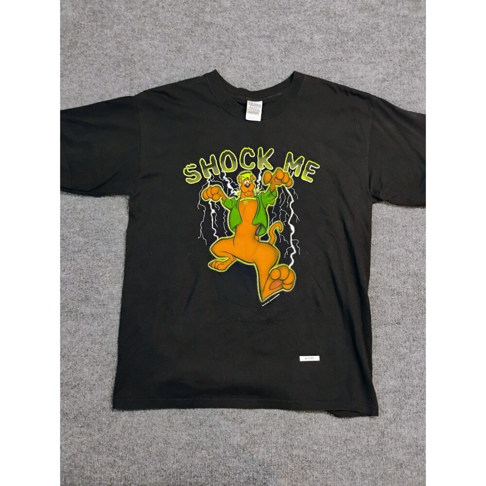 Scooby Doo Shock Me Graphic T Shirt Black Cartoon Horror Adult Large